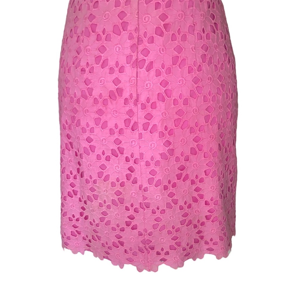HTF Lilly Pulitzer Pink Floral Eyelet Lace White Ribbon Sheath Mini Dress - 0 - Picture 8 of 9